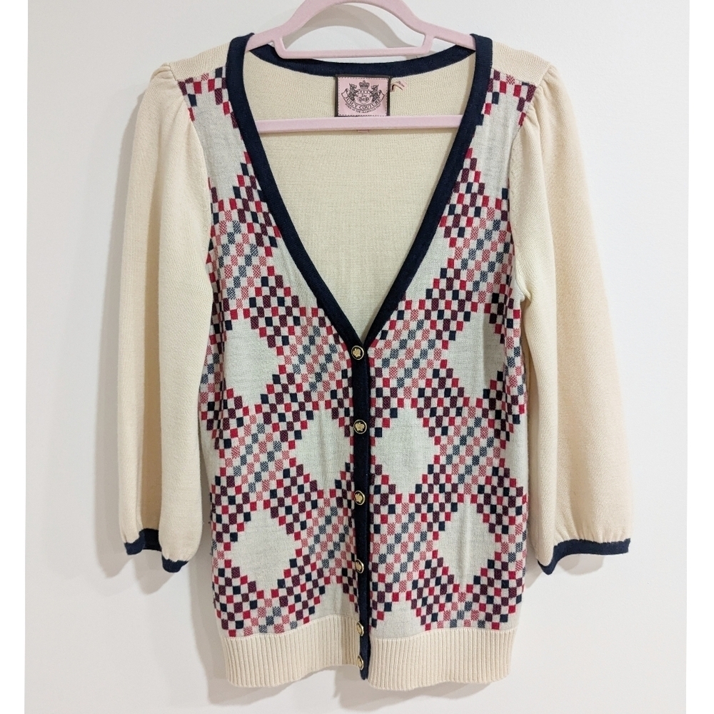 Y2K Juicy Couture Cashmere Argyle Cardigan